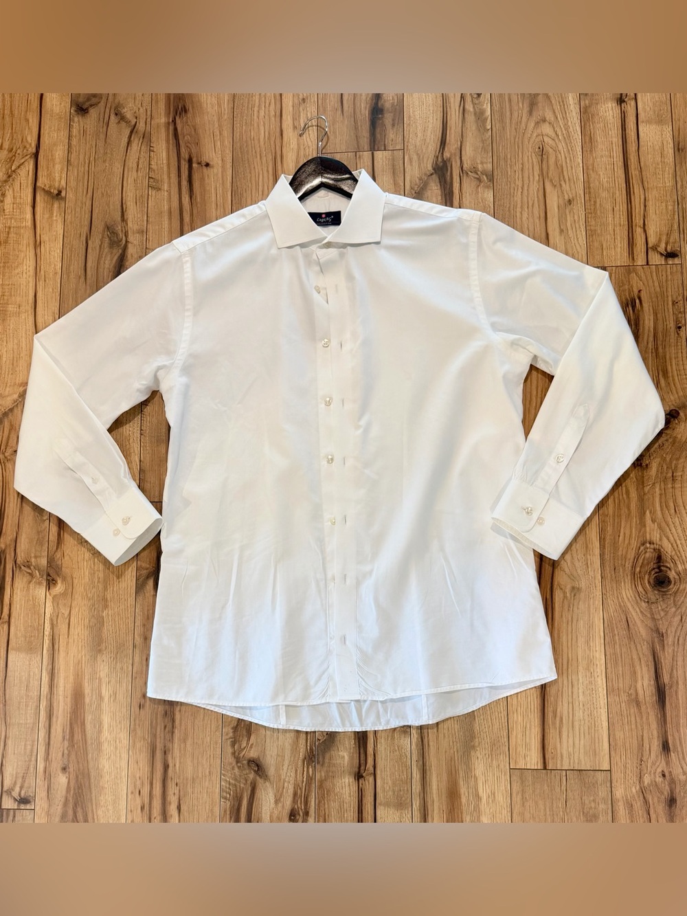 Luga AG Collection White 100% Cotton Dress Shirt Button Front Size Large